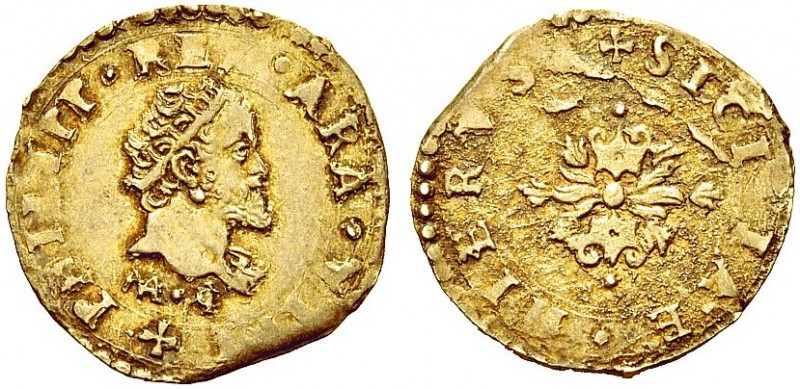 MONETE ITALIANE REGIONALI
NAPOLI
Filippo II di Spagna, 1556-1598. Mezzo Carlin...