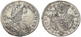 MONETE ITALIANE REGIONALI
NAPOLI
Carlo VI Imperatore d’Autria e re di Napoli, 1711-1734. Carlino 1715. Ar gr. 2,12 CAR VI DG ROM IMPE Busto a d. Rv....