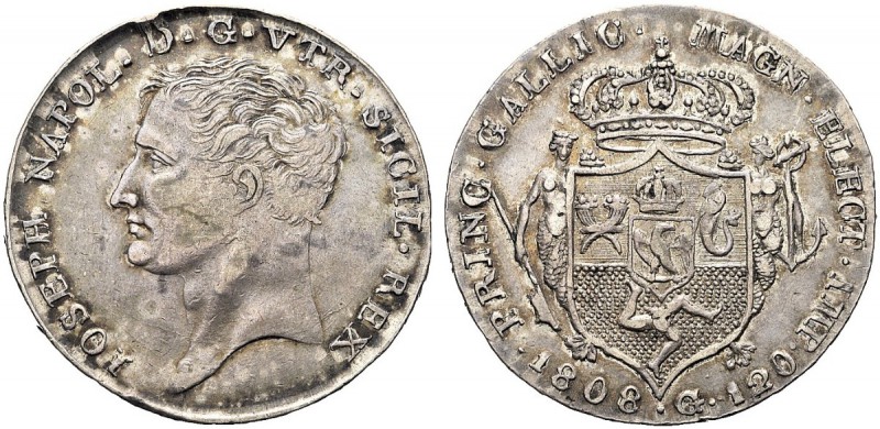 MONETE ITALIANE REGIONALI
NAPOLI
Giuseppe Napoleone, 1806-1808. Piastra da 120...