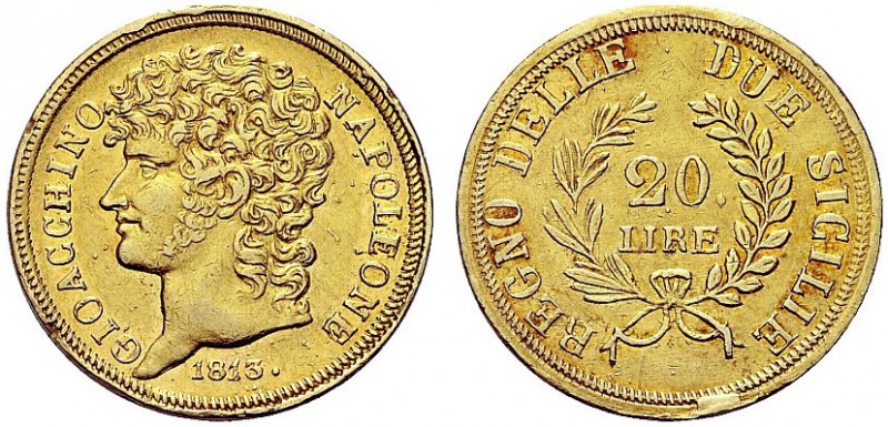 MONETE ITALIANE REGIONALI
NAPOLI
Gioacchino Napoleone Murat, 1808-1815. 20 Lir...