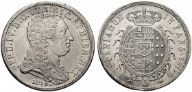 MONETE ITALIANE REGIONALI
NAPOLI
Ferdinando IV di Borbone, 1815-1816. Piastra da 120 Grana 1816, stemma ovale. Ar Busto corazzato a d. Rv. Stemma co...