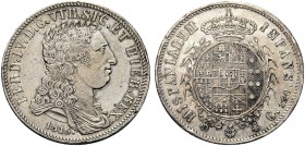MONETE ITALIANE REGIONALI
NAPOLI
Ferdinando IV di Borbone, 1815-1816. Piastra da 120 Grana 1816, stemma circolare. Ar Simile a precedente. Pannuti R...