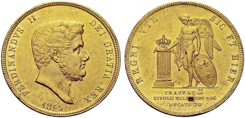 MONETE ITALIANE REGIONALI
NAPOLI
Ferdinando II di Borbone, 1830-1859. 30 Ducat...