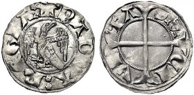 MONETE ITALIANE REGIONALI
PADOVA
Vicariato Imperiale della città di Padova. Ulrico di Valdsee, 1320-1321. Grosso aquilino. Ar gr. 1,44 PADVA REGIA A...
