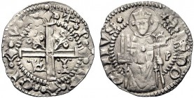 MONETE ITALIANE REGIONALI
PADOVA
Iacopo II da Carrara, 1345-1350. Carrarino da 2 soldi. Ar gr. 1,11 CI VI T P AD’ Croce larga filettata e ornata all...
