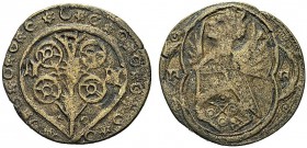 MONETE ITALIANE REGIONALI
PADOVA
Francesco I da Carrara, VII signore di Padova, 1350-1388. Tessera. Æ gr. 4,15 Carro, ai lati F F, entro cornice a p...