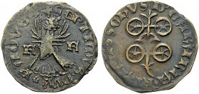 MONETE ITALIANE REGIONALI
PADOVA
Francesco I da Carrara, VII signore di Padova, 1350-1388. Tessera murale. Æ gr. 9,59 FRANCISCVS D(E) CARARIA Carro ...