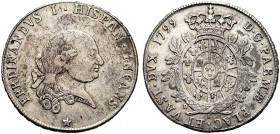 MONETE ITALIANE REGIONALI
PARMA
Ferdinando I di Borbone 1765-1802. Ducato 1799. Ar gr. 25,33 FERDINANDVS I HISPAN INFANS Testa nuda a d.; nel taglio...