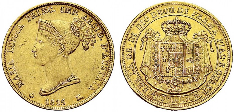 MONETE ITALIANE REGIONALI
PARMA
Maria Luigia d’Austria, 1815-1847. 40 Lire 181...