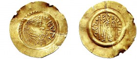 MONETE ITALIANE REGIONALI
PAVIA
Liutprando, Re dei Longobardi, 712-744. Tremisse, lettera TS . EL gr. 1,16 IIII...PRVË Busto diademato a s.; davanti...