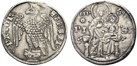 MONETE ITALIANE REGIONALI
PISA
Repubblica, 1155-1509. Aquilino maggiore o grosso da 2 soldi. Ar gr. 3,17 FR IM PTOR Aquila coronata ad ali spiegate,...
