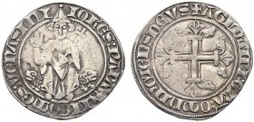 MONETE ITALIANE REGIONALI
PONTE DELLA SORGA
Giovanni XXII (Jacques Arnaud d’Euse), 1316-1334. Grosso tornese. Ar gr. 3,85 IOHES PAPA XXII COMES VENA...