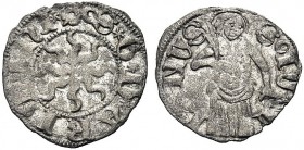 MONETE ITALIANE REGIONALI
RIMINI
Sigismondo Pandolfo Malatesta, 1432-1446. Quattrino con San Giuliano. Mi gr. 0,70 Sole ad otto raggi con crocetta a...