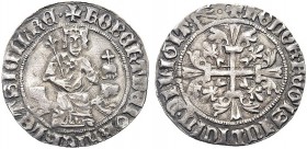 MONETE ITALIANE REGIONALI
ROMA
Martino V (Oddone Colonna), 1417-1431. Gigliato al nome di Roberto d’Angiò con la frusta. Ar gr. 3,92 ROBERT DEI GR I...