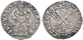 MONETE ITALIANE REGIONALI
ROMA
Eugenio IV (Gabriele Condulmer), 1431-1447. Grosso. Ar gr. 3,67 EVGENIVS PP QVARTVS Il Papa mitrato e con piviale fer...