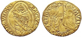 MONETE ITALIANE REGIONALI
ROMA
Paolo II (Pietro Barbo), 1464-1471. Ducato. Au gr. 3,36 PAVLVS P P SECVNDVS Stemma sormontato da triregno e chiavi de...