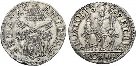 MONETE ITALIANE REGIONALI
ROMA
Sede Vacante (Cam. Card. Guido Ascanio Sforza di Santa Fiora), 1559. Testone 1559. Ar gr. 8,76 Stemma Sforza sormonta...