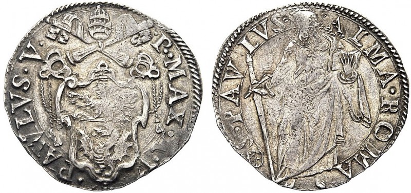 MONETE ITALIANE REGIONALI
ROMA
Paolo V (Camillo Borghese), 1605-1621. Testone ...