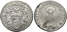 MONETE ITALIANE REGIONALI
ROMA
Sede Vacante (Cam. Card. Paluzzi-Altieri), 1689. Piastra 1689. Ar gr. 31,43 Stemma sormontato da chiavi decussate. Rv...