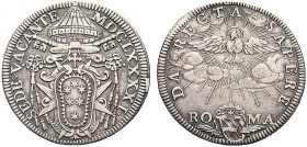 MONETE ITALIANE REGIONALI
ROMA
Sede Vacante (Cam. Card. Paluzzo Paluzzi-Altieri), 1691. Giulio 1691. Ar gr. 2,96 SEDE VACANTE MDCXXXXI Stemma Altier...