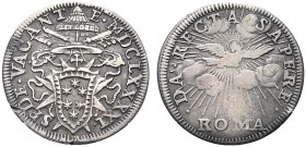 MONETE ITALIANE REGIONALI
ROMA
Sede Vacante (Cam. Card. Paluzzo Paluzzi-Altieri), 1691. Grosso 1691. Ar gr. 1,38 Stemma a punta sormontato da chiavi...