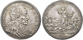 MONETE ITALIANE REGIONALI
ROMA
Innocenzo XII (Antonio Pignatelli), 1691-1700. Piastra 1698 a. VIII. Ar. gr. 31,93 INNOCEN XII P M AN VIII Busto, a d...