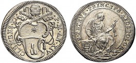 MONETE ITALIANE REGIONALI
ROMA
Clemente XI (Gianfrancesco Albani), 1700-1721. Giulio a. XIV. Ar gr. 3,05 CLEMENS XI P M AN XIV Stemma sormontato da ...