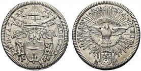 MONETE ITALIANE REGIONALI
ROMA
Sede Vacante (Cam. Card. Annibale Albani), 1730. Giulio. Ar gr. 3,00 SEDE VAC AN TE MDCCXXX Stemma semiovale. Rv. LVM...