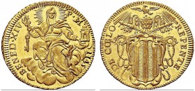 MONETE ITALIANE REGIONALI
ROMA
Benedetto XIV (Prospero Lambertini), 1740-1758. Zecchino 1745. Au gr. 3,42 Simile a precedente. M. 14; B. 2729. Fried...