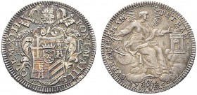 MONETE ITALIANE REGIONALI
ROMA
Clemente XIII (Carlo Rezzonico), 1758-1769. Giulio 1760 a. III. Ar gr. 2,65 Stemma sormontato da chiavi decussate. Rv...