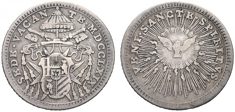 MONETE ITALIANE REGIONALI
ROMA
Sede Vacante (Cam. Card. Carlo Rezzonico), 1769...