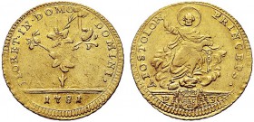 MONETE ITALIANE REGIONALI
ROMA
Pio VI (Giovanni Angelo Braschi), 1775-1799. Doppia romana 1781. Au gr. 5,41 Simile a precedente. M. 3d; B. 2953; Fr....