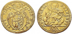 MONETE ITALIANE REGIONALI
ROMA
Pio VII (Barnaba Chiaramonti), 1800-1823. Doppia 1804/1805 a. V. Au Stemma sormontato da chiavi e tiara. Rv. S. Pietr...
