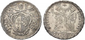 MONETE ITALIANE REGIONALI
ROMA
Pio VII (Barnaba Chiaramonti), 1800-1823. Testone 1803 a. III. Ar Stemma papale. Rv. San Pietro e San Paolo affrontat...