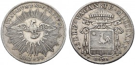 MONETE ITALIANE REGIONALI
ROMA
Sede Vacante (Cam. Card. Francesco Galeffi), 1830-1831. 30 Baiocchi 1830. Ar Stemma del cardinale Galeffi sormontato ...