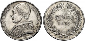 MONETE ITALIANE REGIONALI
ROMA
Gregorio XVI (Mauro Cappellari della Colomba), 1831-1846. Scudo 1837 a. VII. Ar Busto a s. Rv. Valore entro rami d’al...