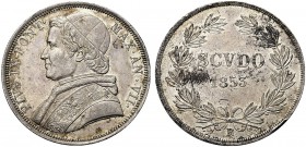 MONETE ITALIANE REGIONALI
ROMA
Pio IX (Giovanni Maria Mastai Ferretti), 1846-1870. Scudo 1853 a. VII. Ar Busto a s. con zucchetto, mozzetta e stola....