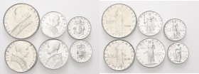 * MONETE ITALIANE REGIONALI
ROMA
Pio XII (Eugenio Pacelli), 1939-1958. Serie completa di 6 valori 1956 a. XVIII. Gig. 251. Rara. q. FDC