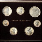 MONETE ITALIANE REGIONALI
ROMA
Pio XII (Eugenio Pacelli), 1939-1958. Divisionale 1957 A. XIX Prova in argento sette valori: 100, 50, 20, 10, 5, 2 e ...