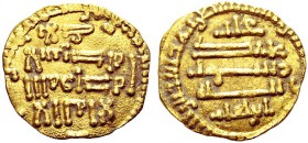 MONETE ITALIANE REGIONALI
SICILIA
Emiri Aglabidi. Ibrahim II b. Ahmad, 875-902. Robâî. Au gr. 1,03 Leggenda in quattro righe. Rv. Leggenda in cinque...