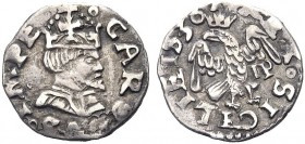 MONETE ITALIANE REGIONALI
SICILIA
Carlo I di Spagna (Carlo V, Sacro Romano Impero), 1516-1554. Mezzo Tarì 1538. Ar gr. 1,45 Busto a d. Rv. Aquila ad...
