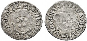 MONETE ITALIANE REGIONALI
SIENA
Cosimo I de’Medici, Duca di Firenze e Siena, 1557-1569. Crazia. Mi gr. 0,80 Scudo Medici ovale. Rv. La lupa in piedi...