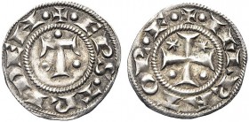 MONETE ITALIANE REGIONALI
TRENTO
Podesteria Imperiale, 1236-1255. Grosso. Ar gr. 1,33 EPS TRIDEN intorno a grossa T accostata da 3 globetti. Rv. IMP...