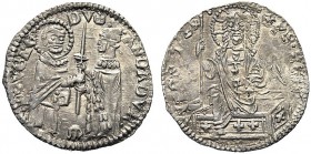 MONETE ITALIANE REGIONALI
VENEZIA
Andrea Dandolo doge LIV, 1343-1354. Mezzanino nuovo. Ar gr. 0,74 AN DADUL S M VENE tra S. Marco e il doge DUX S. M...