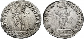 MONETE ITALIANE REGIONALI
VENEZIA
Agostino Barbarigo doge LXXIV, 1486-1501. Mocenigo o Lira, sigle S M. Ar gr. 6,28 AVG BARBARICO S MARCVS VENET Dog...