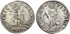 MONETE ITALIANE REGIONALI
VENEZIA
Leonardo Loredan doge LXXV, 1501-1521. Mocenigo o Lira, sigle M B. Ar gr. 6,41 LEONAR LAVREDAN Tipo solito. Paoluc...