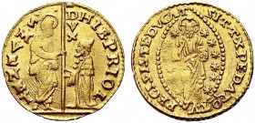 MONETE ITALIANE REGIONALI
VENEZIA
Girolamo Priuli doge LXXXIII, 1559-1567. Zecchino. Au gr. 3,46 HIE PRIOL Tipo solito. Paol. 1; Fried. 1257. Bel BB