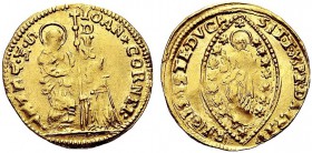 MONETE ITALIANE REGIONALI
VENEZIA
Giovanni Corner II doge CXI, 1709-1722. Zecchino. Au gr. 3,47 IOAN CORNEL Tipo solito. Paol. 13; Fried. 1372. Bel ...