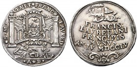 MONETE ITALIANE REGIONALI
VENEZIA
Francesco Loredan doge CXVI, 1752-1762. Osella 1755 a. IV. Ar gr. 9,69 La Natività raffigurata in un quadro posto ...
