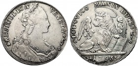 MONETE ITALIANE REGIONALI
VENEZIA
Ludovico Manin doge CXX, 1789-1799. Tallero per il Levante 1795. Ar gr. 28,55 LUDOVICO MANIN DUCE Leone alato, nim...